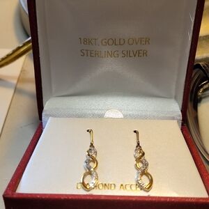 Earrings 18k Gold Silver Diamonds NWT